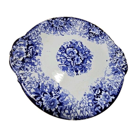 Antique Vintage Royal Bonn Blue Serving Plate Franz Anton Mehlem Bonn Germany - Picture 1 of 8